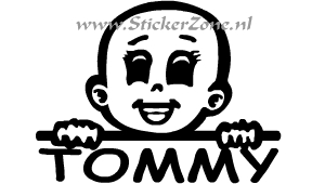 Sticker van een jongen met zijn naam