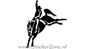 Sticker van een Rodeo Cowboy te paard