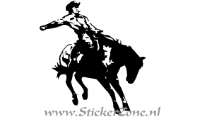 Sticker van een Cowboy op een bokkend paard