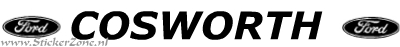 Cosworth Sticker met logo in een schuine letter