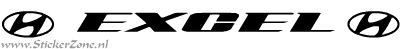 Hyundai Excel Sticker met logo in een cursieve letter