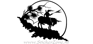 Contour Sticker van een Indiaan te paard