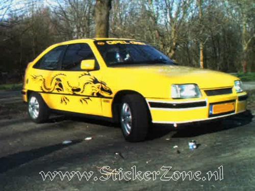 Opel Kadett GSI met raamband en raamsticker Opel GSI